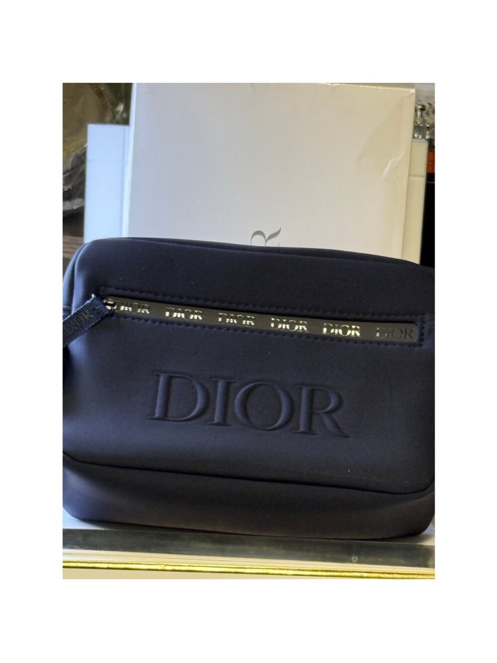 Dior Beauty travel Bag in navy blue scuba material - Limited Edition-NEW in BOX - Picture 5 of 5